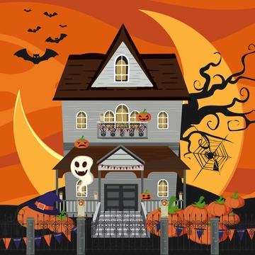 Free Halloween House Clipart Template to Edit Online