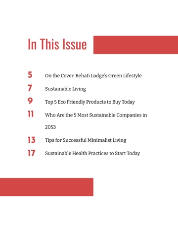 Free Magazine Table Of Contents Template to Edit Online
