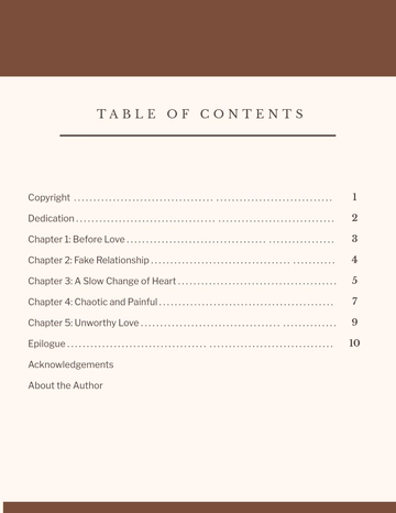 Free Novel Table of Contents Template to Edit Online