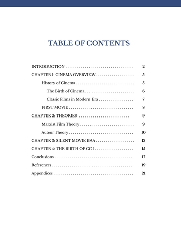 Free Apa Table Of Contents Template to Edit Online
