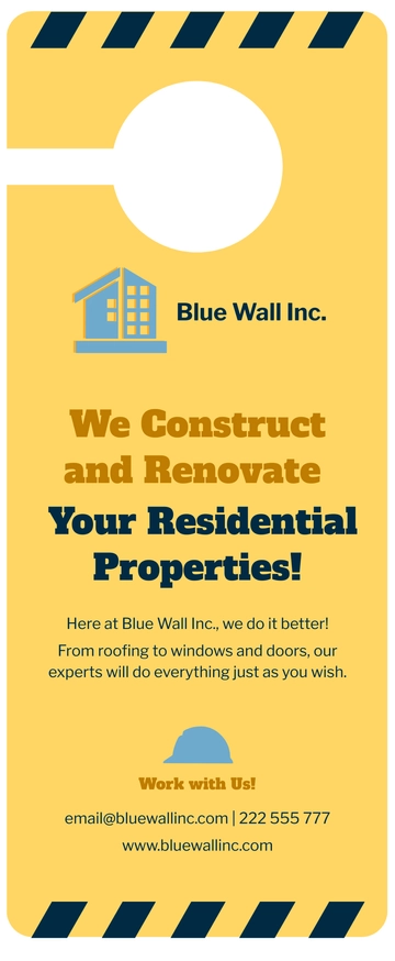 Free Construction Door Hanger Template to Edit Online