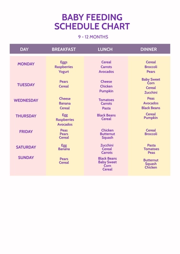 Free Baby Feeding Schedule Chart Template to Edit Online