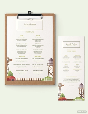 Barn Wedding Menu Template
