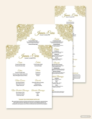Bohemain Wedding Menu Template