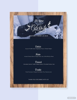 Calligraphy Wedding Menu Template