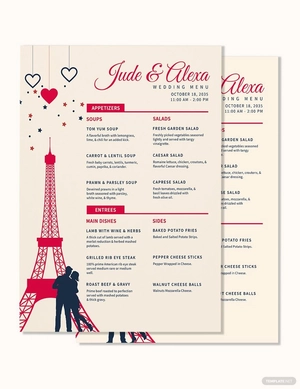 Destination Wedding Menu Template