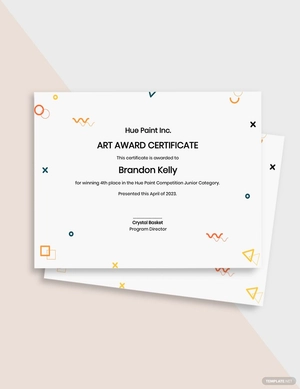 Art Award Certificate Template Art Award Certificate Template