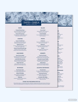 Fancy Wedding Menu Template