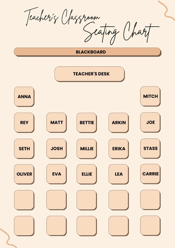 Free Teacher's Classroom Seating Chart Template to Edit Online