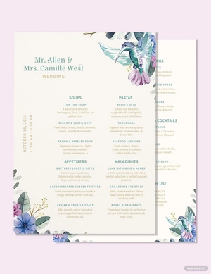 Five Course Wedding Menu Template
