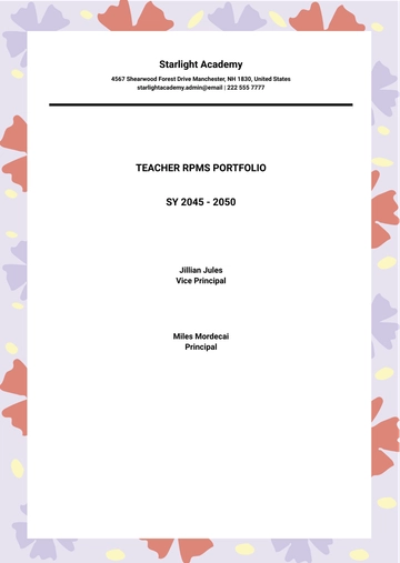 Free Teacher RPMS Portfolio Template to Edit Online