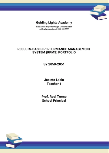 Free Table of Contents RPMS Portfolio Template to Edit Online