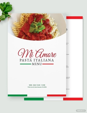 Italian Pasta Restaurant Menu Template Italian Pasta Restaurant Menu Template