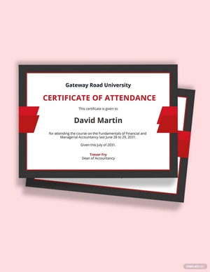 Attendance Certificate for College Student Template