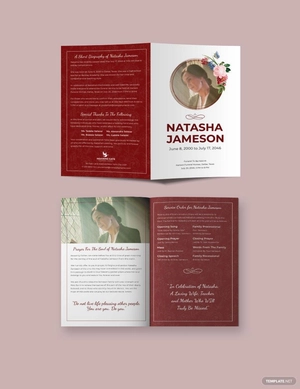 Church Funeral Program Bi-Fold Brochure Template