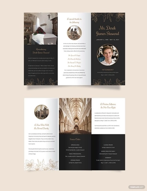 Editable Acknowledgment Funeral Tri-Fold Brochure Template