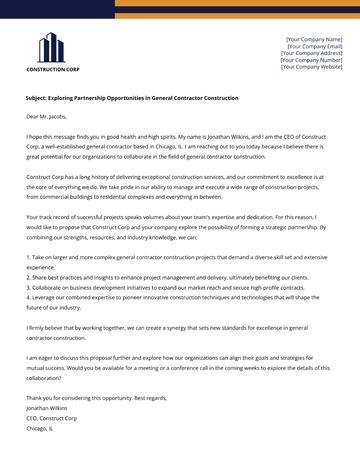 Free General Contractor Construction Letterhead Template to Edit Online