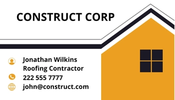 Free Roofing  Construction Company Business Card Template to Edit Online