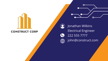 Free Electrical Construction Company Business Card Template to Edit Online