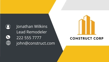 Free Remodelling Construction Company Business Card Template to Edit Online