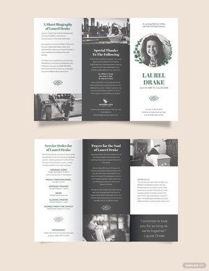 Elegant Funeral Program Tri-Fold Brochure Template