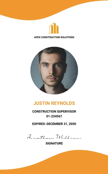 Free Construction ID Card Template to Edit Online