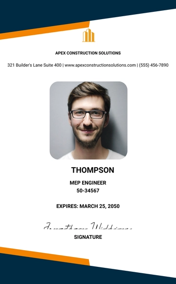 Free Construction Industry ID Card Template to Edit Online