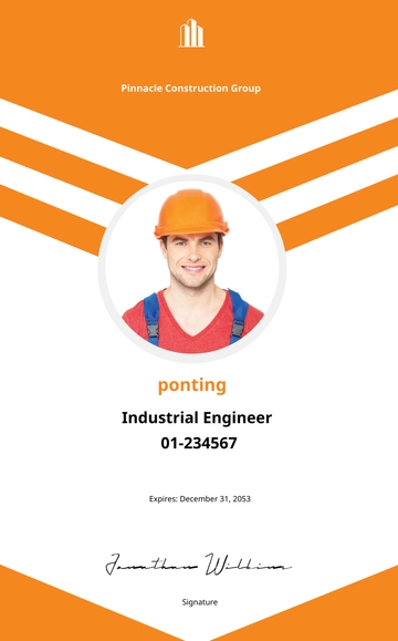 Free Industrial Construction ID Card Template to Edit Online