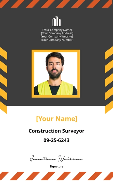 Free Infrastructure Construction ID Card Template to Edit Online