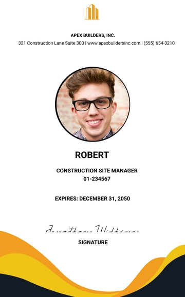 Free Commercial Construction ID Card Template to Edit Online