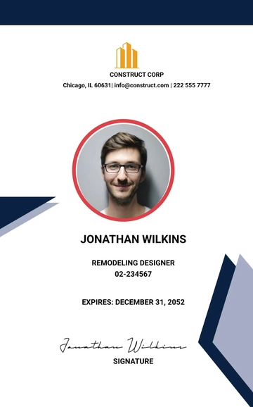 Free Remodelling Construction ID Card Template to Edit Online