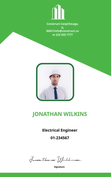 Free Electrical Construction ID Card Template to Edit Online