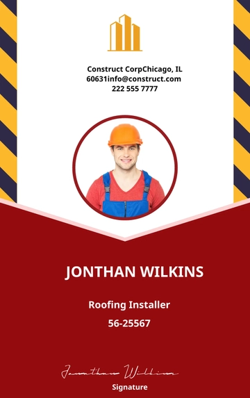 Free Roofing Construction ID Card Template to Edit Online