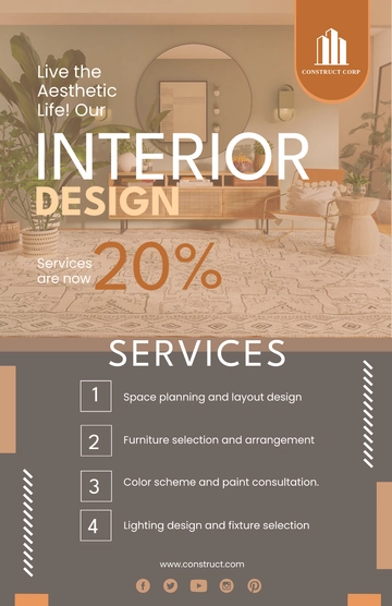 Free Construction Interior Design Poster Template to Edit Online
