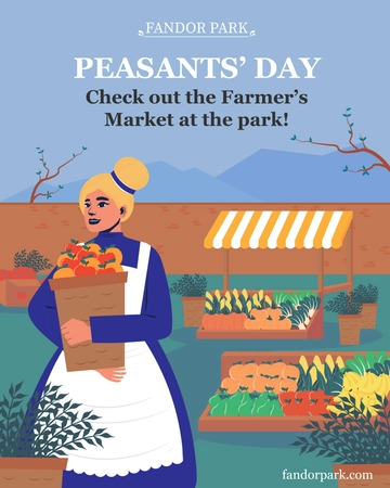 Free Peasants Day  Twitter Vertical Post Template to Edit Online