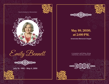 Free Eulogy Funeral Invitation Card Template to Edit Online