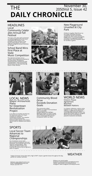 Free Simple Newspaper Front Page Template to Edit Online