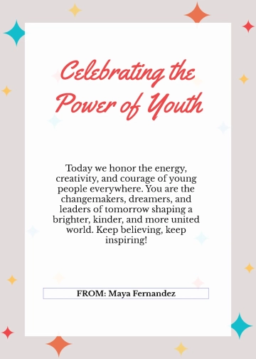 Free International Youth Day Greeting Card Template to Edit Online