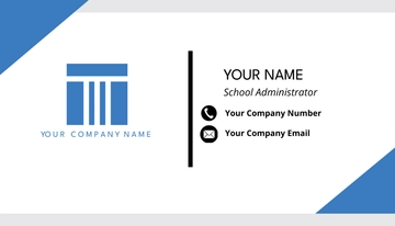 Free School Administrator Business Card Template to Edit Online