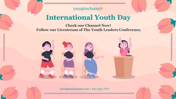 Free International Youth Day  Youtube Banner Template to Edit Online