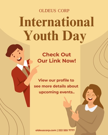 Free International Youth Day  Linkedin Vertical Post Template to Edit Online