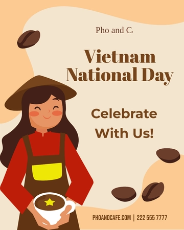 Free Vietnam National Day Twitter Vertical Post Template to Edit Online