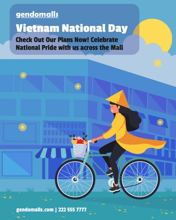 Free Vietnam National Day  Linkedin Vertical Post Template to Edit Online