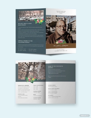 Printable Funeral Obituary Bi-Fold Brochure Template