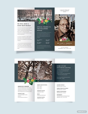 Printable Funeral Obituary Tri-Fold Brochure Template