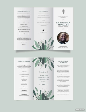 Religous Funeral Obituary Tri-Fold Brochure Template
