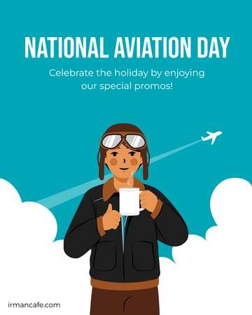 Free National Aviation Day Twitter Post Template to Edit Online