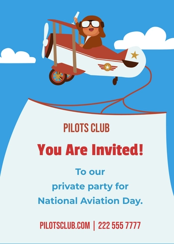 Free National Aviation Day Invitation Template to Edit Online