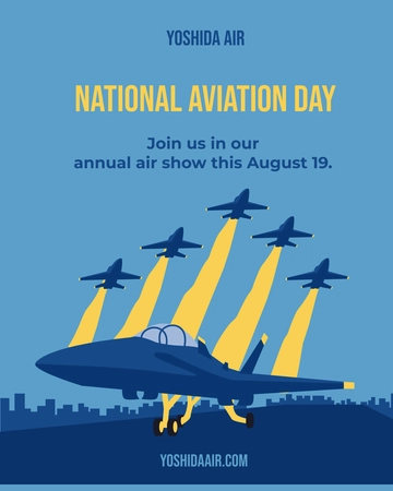 Free National Aviation Day Facebook Post Template to Edit Online