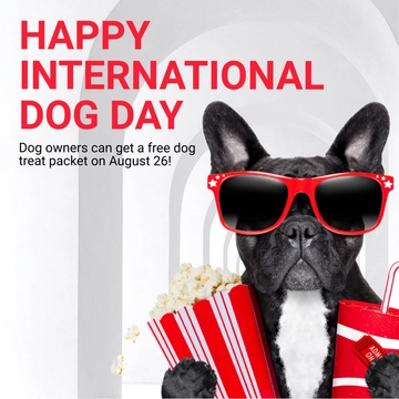 Free International Dog Day  Instagram Post Template to Edit Online